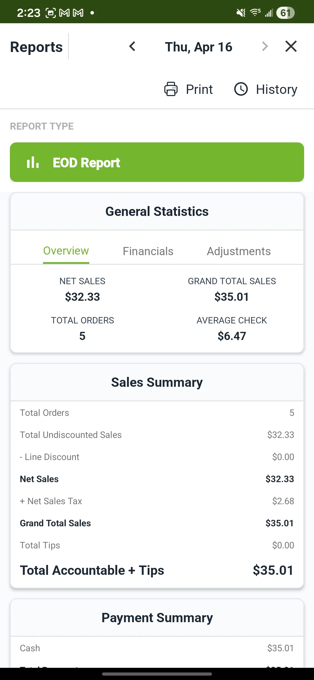 Delta1st POS Mobile Reports