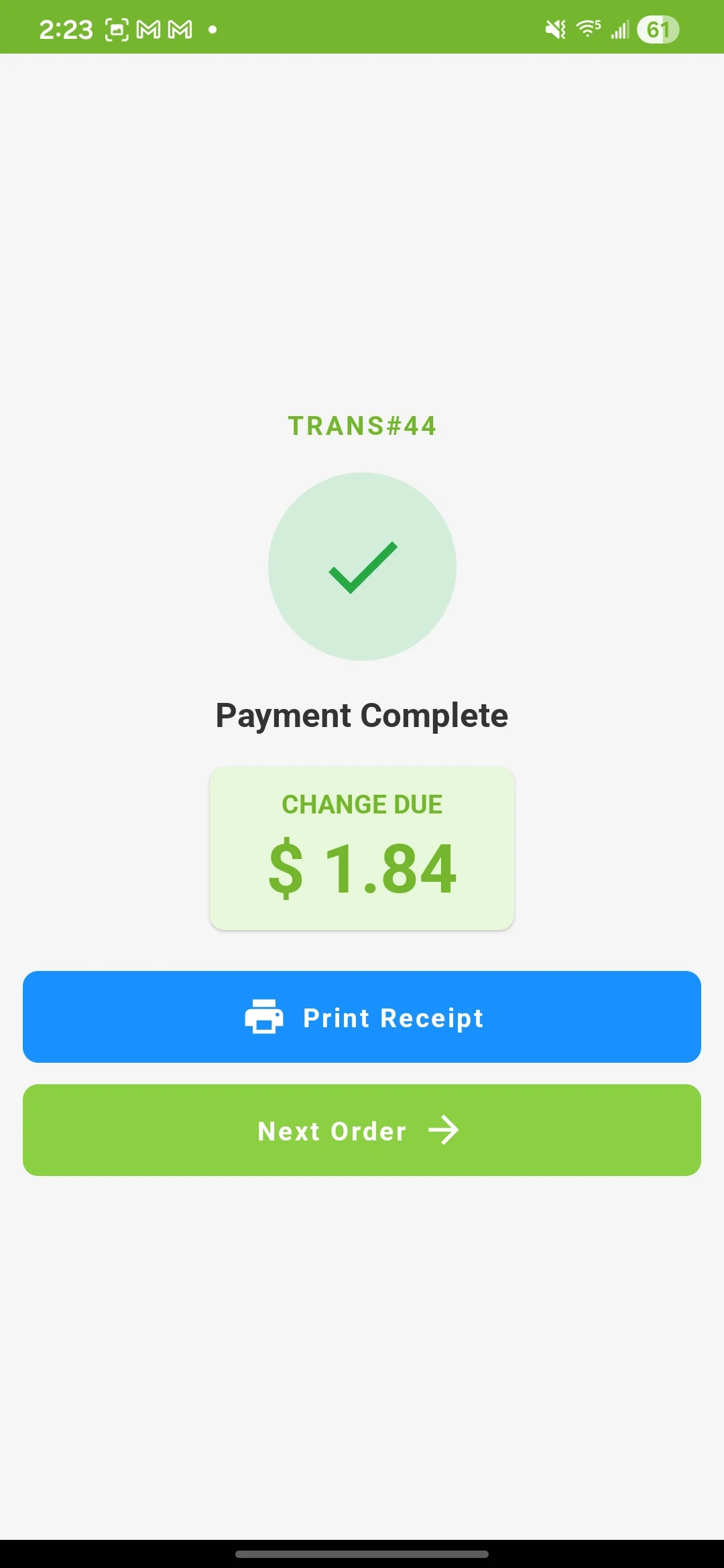 Delta1st POS Mobile Payment Complete